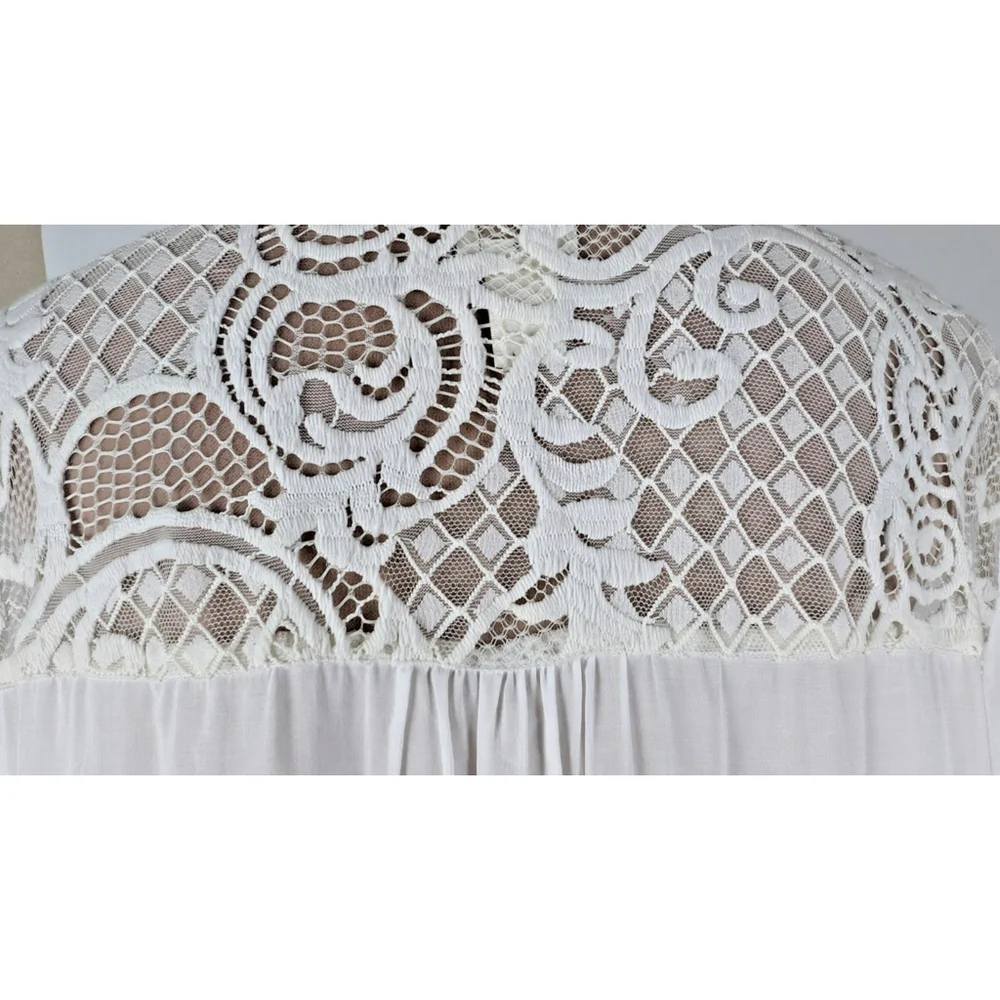 Chico's Lace Crochet High Low Tunic White Sz XL Boho Peasant Beachy - Picture 5 of 11